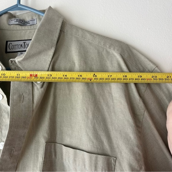 CottonTouch Men’s Button-Down Shirt 16.5 34/35 – Beige Classic Fit Oxford Style - Picture 6 of 8